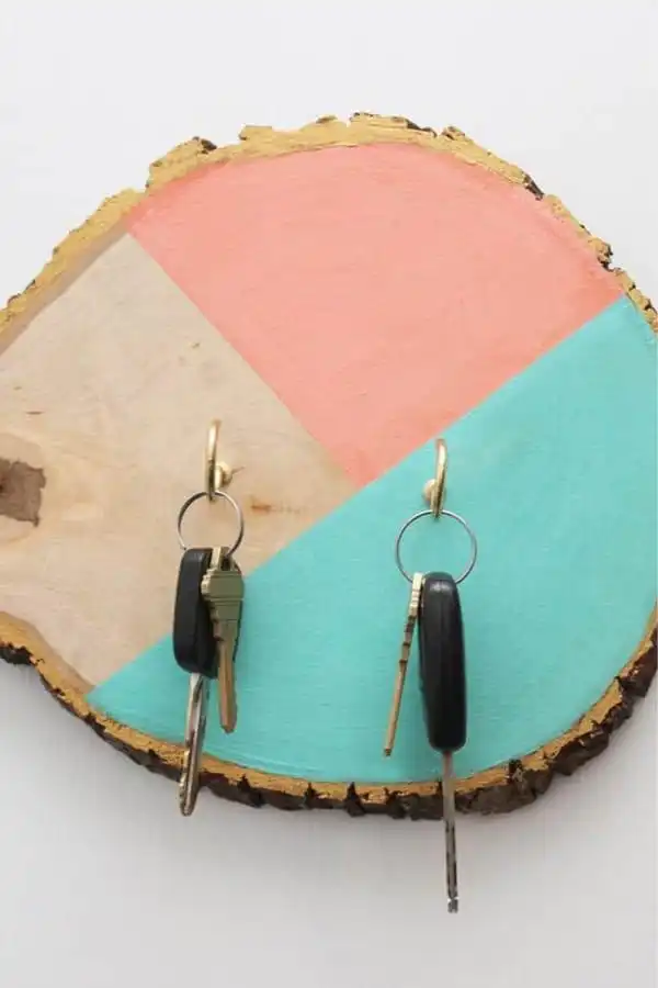 Color Block Wood Slice Key Shelf for Your Wall