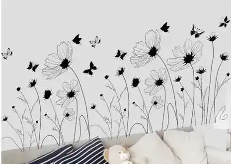 Floral Motifs Wall Stickers for Bedroom