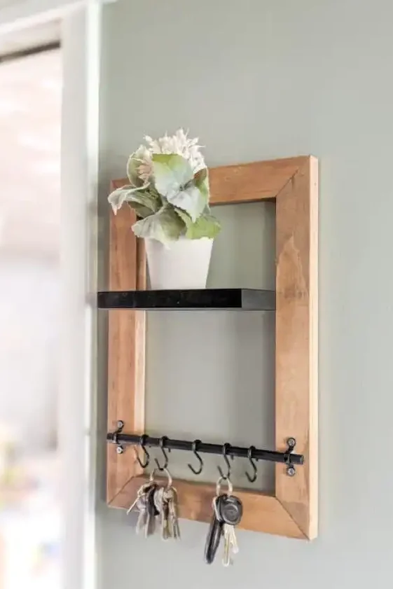 Homemade Key Holder with Floating Shelf for Your Wall